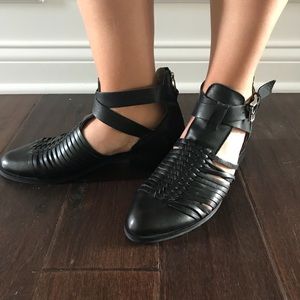 Christian Di Riccio Black Leather cut out Boots